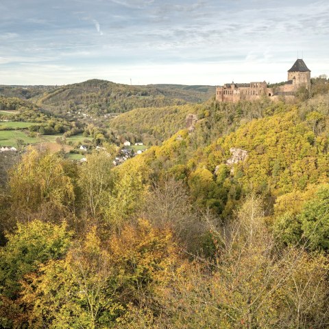 Uitzicht op kasteel Nideggen en het Rurdal, © Eifel Tourismus GmbH, Dominik Ketz
