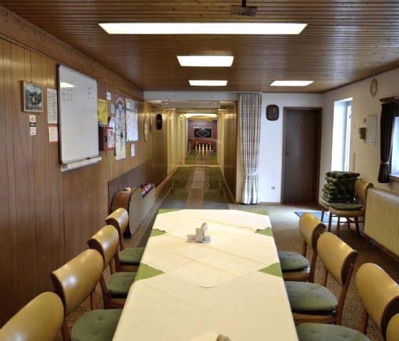 Uitzicht op de interne bowlingbaan