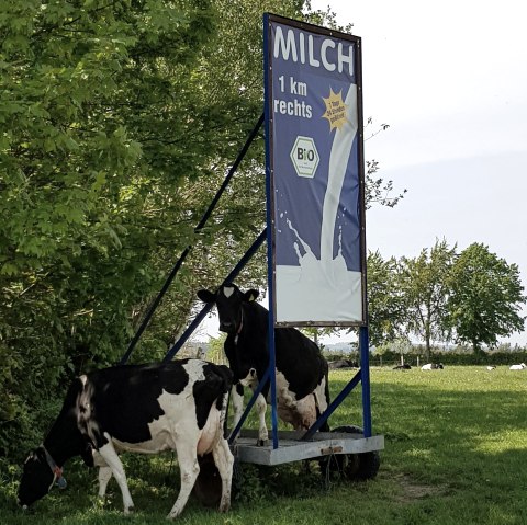 Du lait frais dans le distributeur automatique de lait, © Biohof Beuel