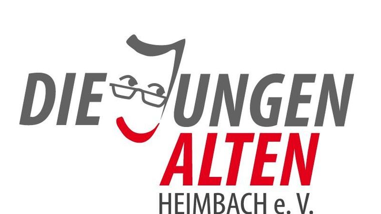 Ein Logo mit dem Schriftzug „Die Jungen Alten Heimbach e.V.“. Es zeigt eine stilisierte Gesichtsansicht mit Brille und einem Lächeln.