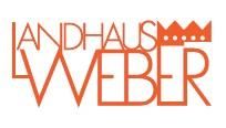Ein stilvolles Logo für das Landhaus Weber. Es zeigt den Namen in moderner Schrift mit einer Krone.