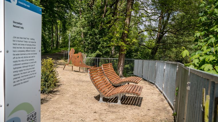Rast- und Erlebnisort auf dem RurUfer-Radweg am Rurwehr in Linnich